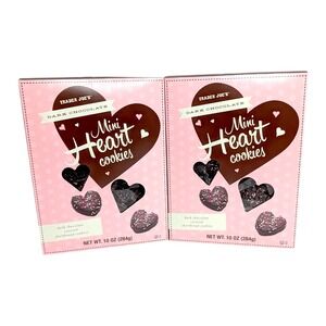 Trader Joes Dark Chocolate Mini Heart Cookies 2 Boxes‎ 10oz Each Seasonal Treat